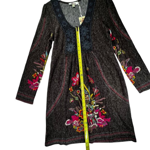 Aryeh NWT Dress Floral Butterfly Design Brown Womens M Boho Cottage Core LS - Picture 14 of 16